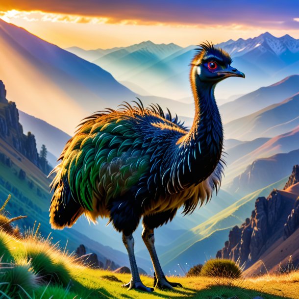 Photo of a playing of a emu in the mountains