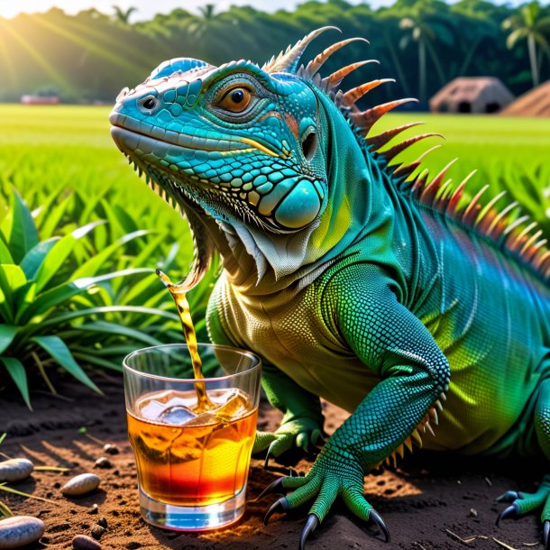 Pic d'une boisson d'iguane sur le terrain