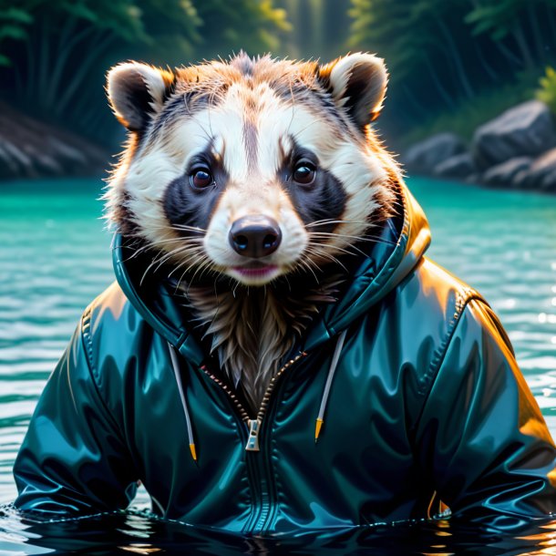 Image of a badger in a hoodie in the water