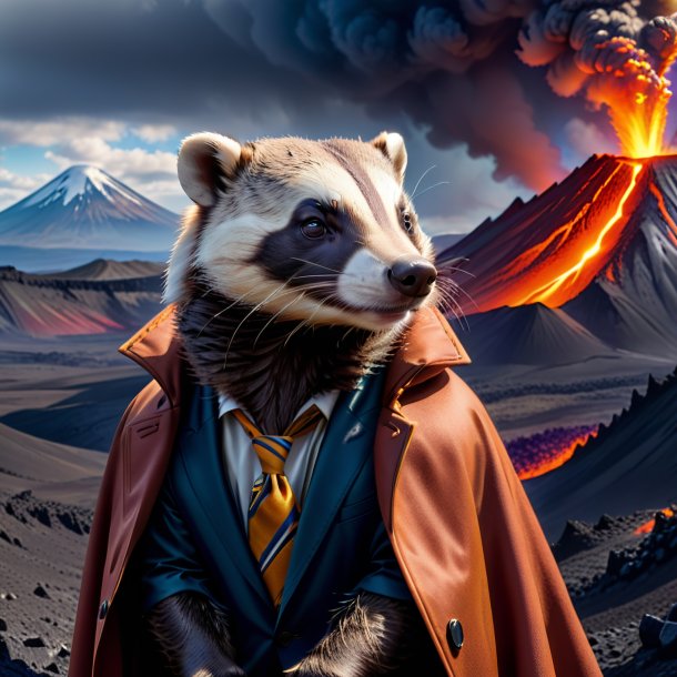 Pic of a badger in a coat in the volcano