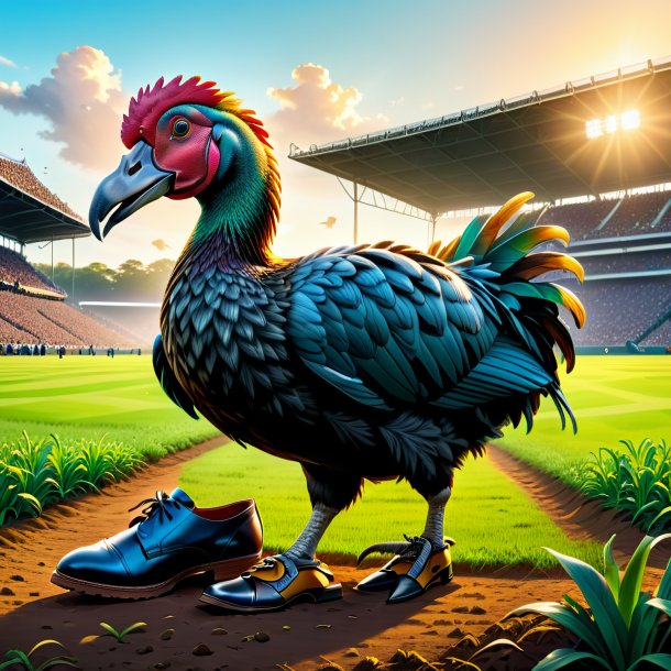 Drawing of a dodo in a shoes on the field