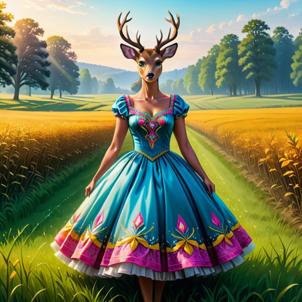 Drawing of a deer in a dress on the field