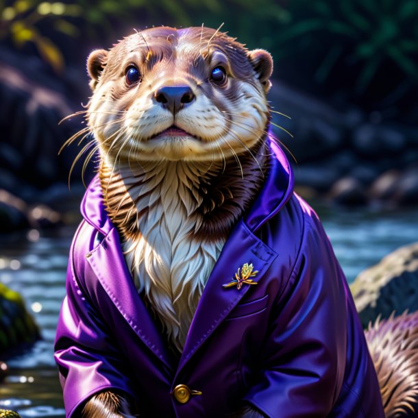 Image of a otter in a purple jacket