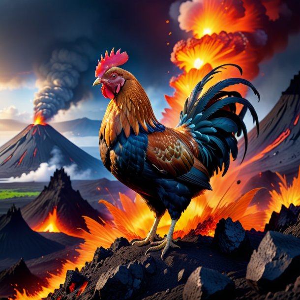 Photo of a playing of a hen in the volcano