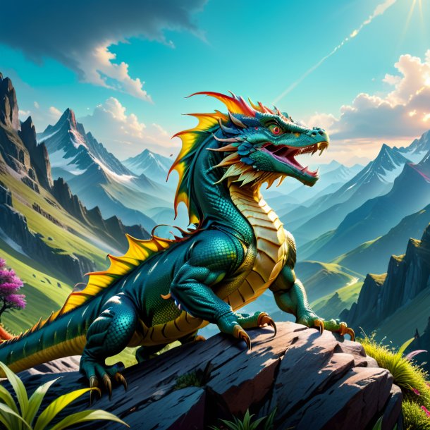 Picture of a playing of a basilisk in the mountains