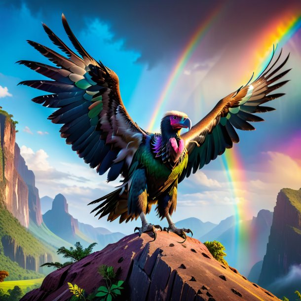 Image of a threatening of a vulture on the rainbow