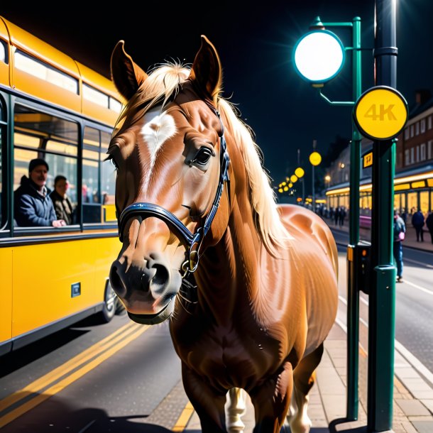 Imagem de um sorriso de um cavalo na parada de ônibus