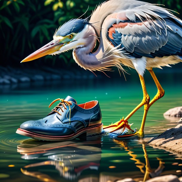 Image of a heron in a shoes in the water