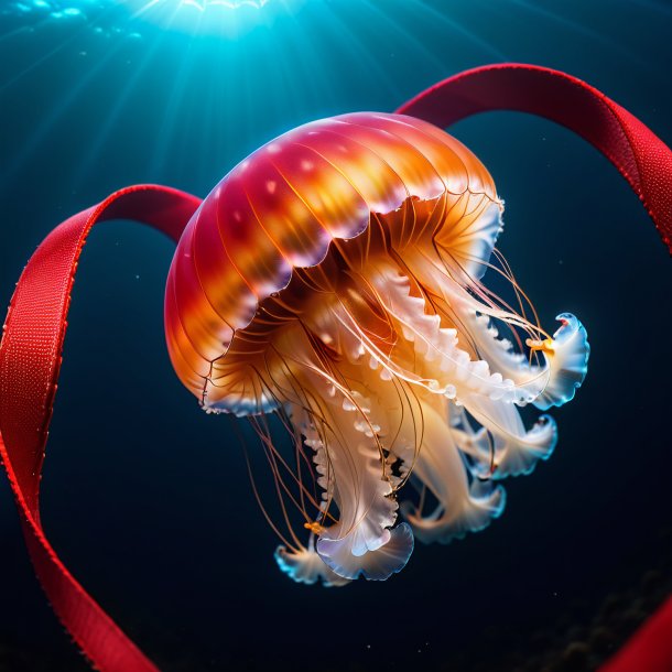 Foto de una medusa en un cinturón rojo