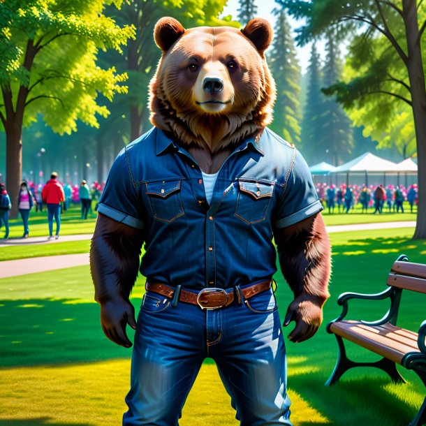 Pic of a bear in a jeans in the park