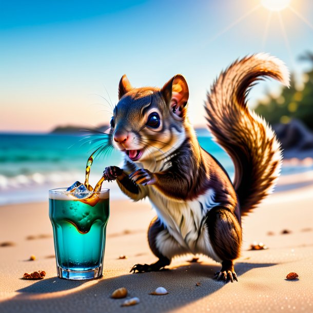 Image d'une boisson d'un écureuil volant sur la plage