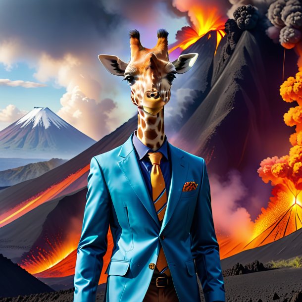 Image of a giraffe in a jacket in the volcano