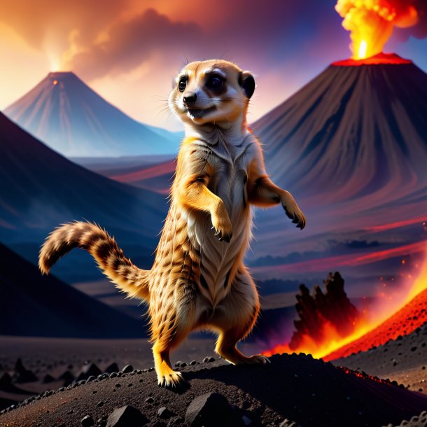 Picture of a dancing of a meerkat in the volcano