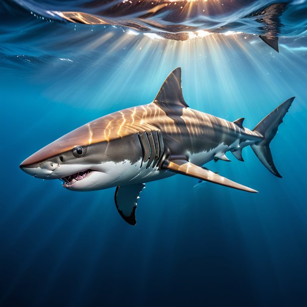 Image of a shark in a belt in the sea