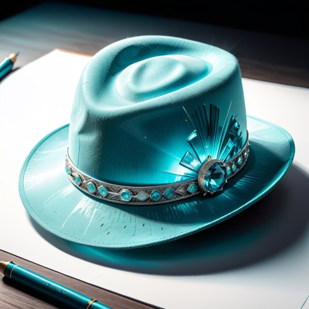 Sketch of a aquamarine hat from concrete