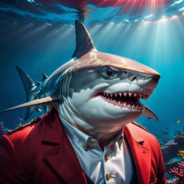 Picture of a shark in a red coat