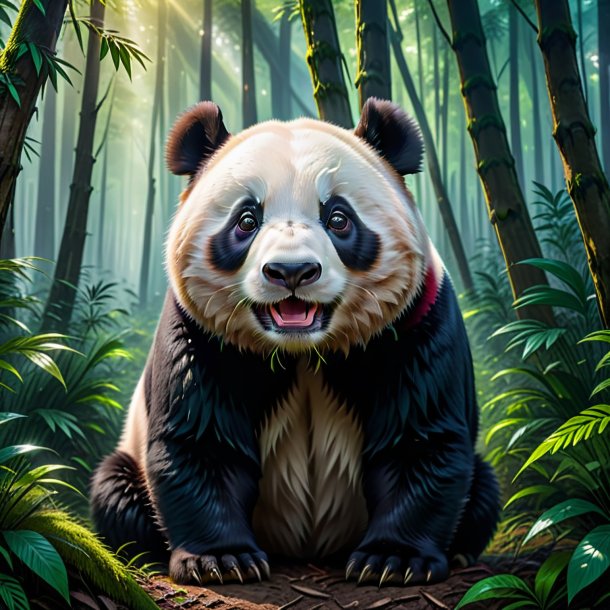 De um choro de um panda gigante na floresta