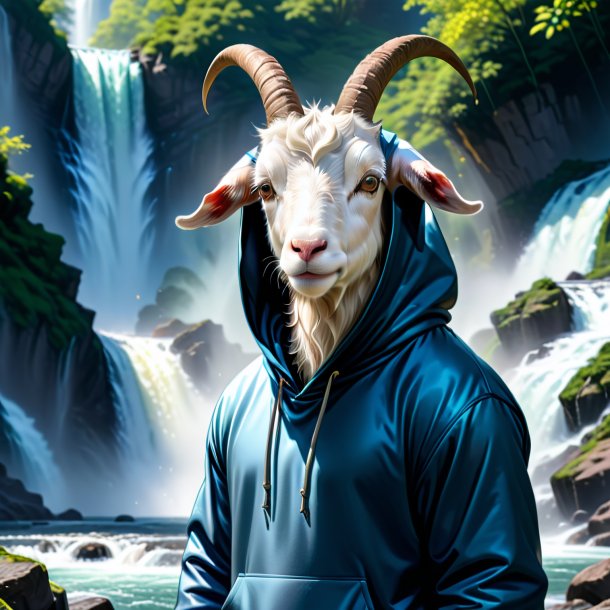 Drawing of a goat in a hoodie in the waterfall