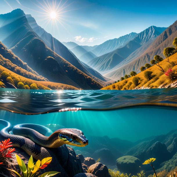 Image of a swimming of a cobra in the mountains