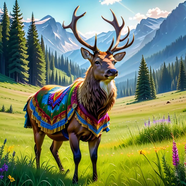 Picture of a elk in a skirt in the meadow