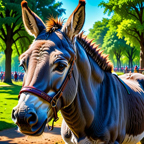 Picture of a crying of a donkey in the park