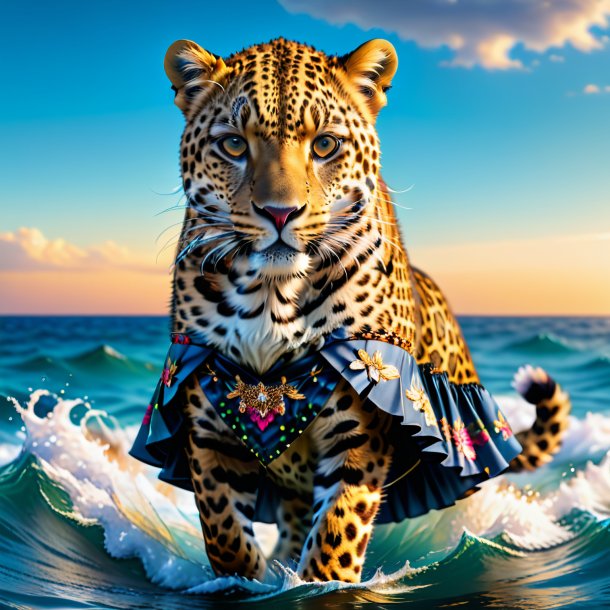 Foto de un leopardo en una falda en el mar