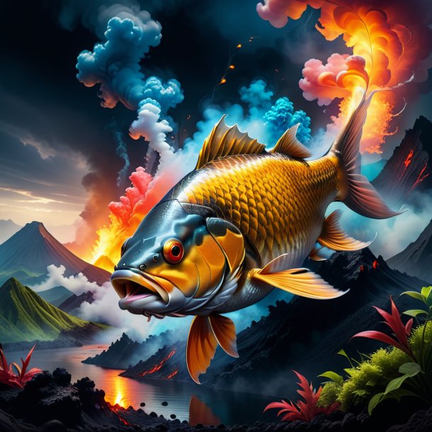 Pic of a smoking of a carp in the volcano