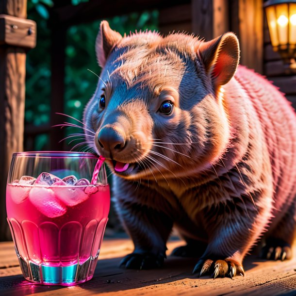 Foto de un wombat de beber rosa