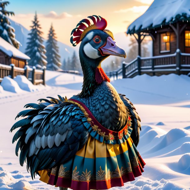 Pic of a dodo in a skirt in the snow