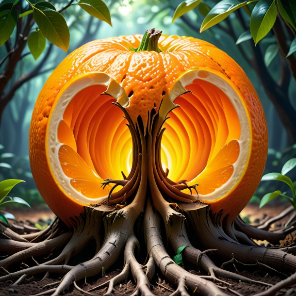 Clipart of a orange hollow-root