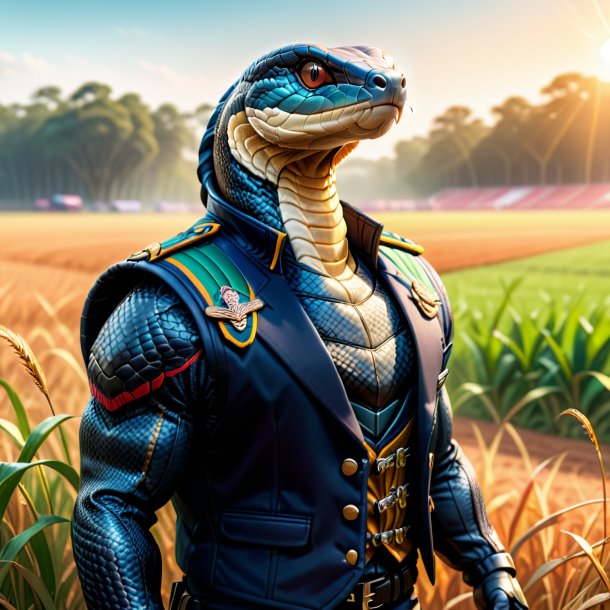 Ilustração de uma cobra em um colete no campo