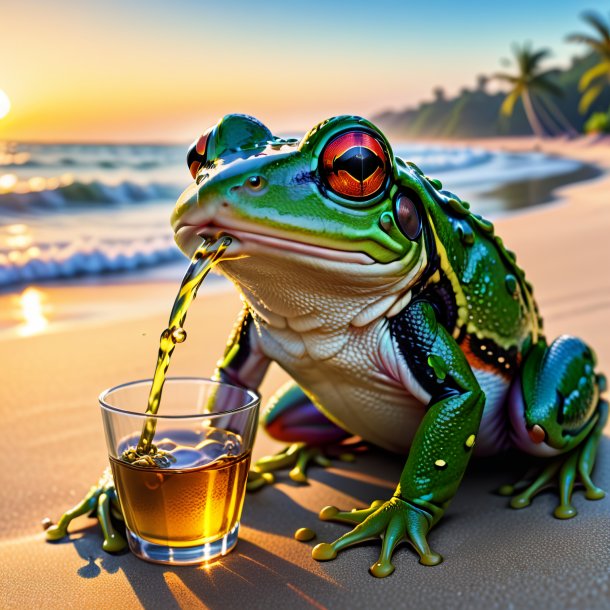 Foto de un trago de una rana en la playa