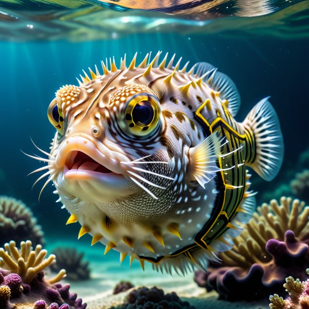 Photo d'un poisson soufflé dans un gilet dans l'eau