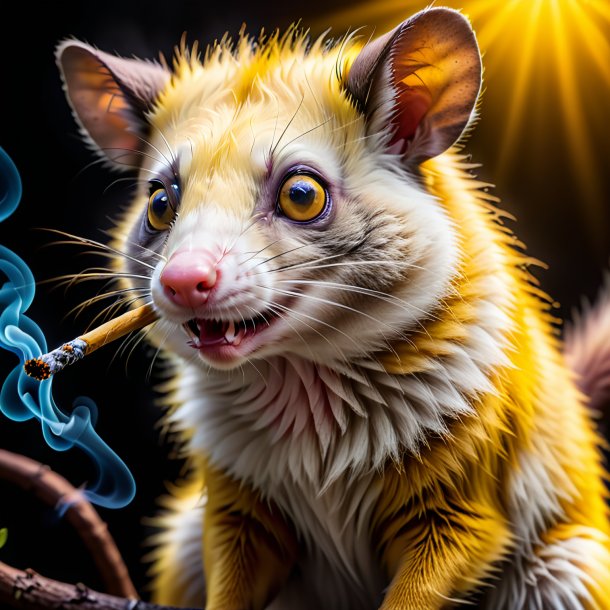 Pic of a yellow smoking possum