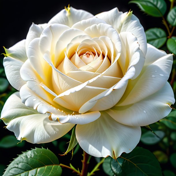 "depiction of a white rose, hundred-leaved"