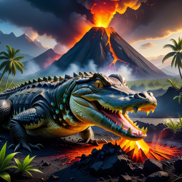 Pic of a eating of a alligator in the volcano