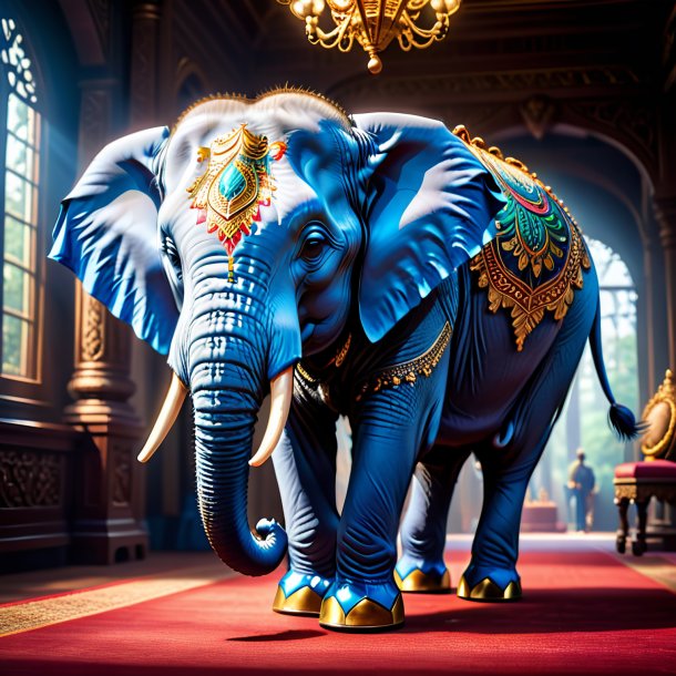 Uma foto de um elefante em um sapato azul