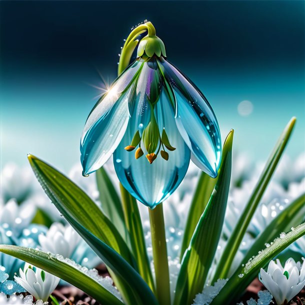 Clipart of a aquamarine snowdrop