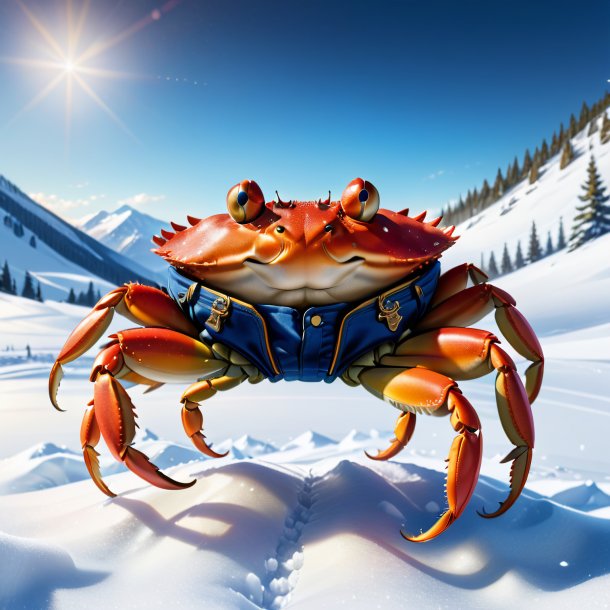 Drawing of a crab in a trousers in the snow