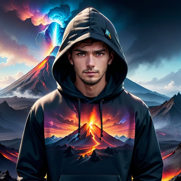 Illustration of a mol in a hoodie in the volcano