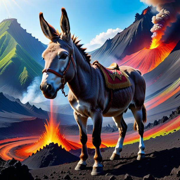 Picture of a playing of a donkey in the volcano