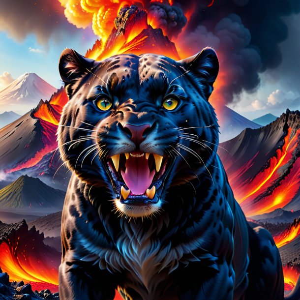 Image of a smiling of a panther in the volcano