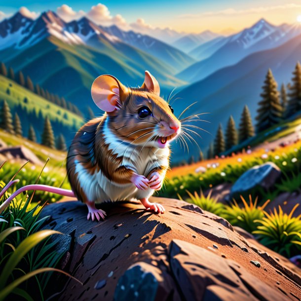 Picture of a playing of a mouse in the mountains