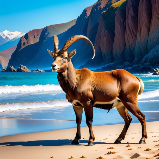 Picture of a waiting of a ibex on the beach