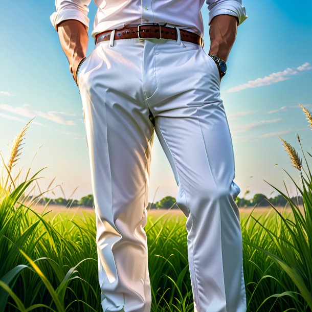 Portrait of a white trousers from grass