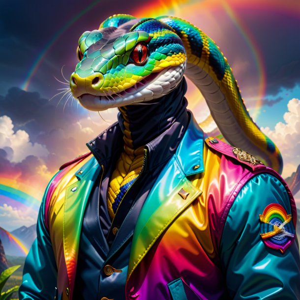 Imagen de una serpiente en una chaqueta en el arco iris