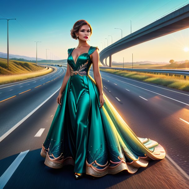 Illustration of a eel in a dress on the highway