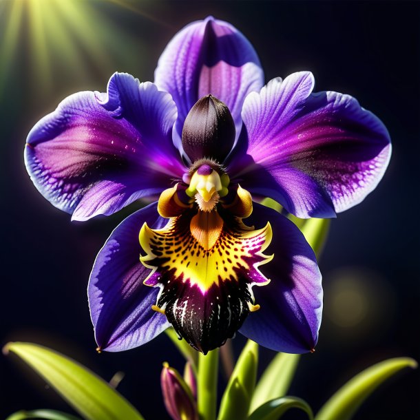 "clipart of a navy blue ophrys, fly orchid"