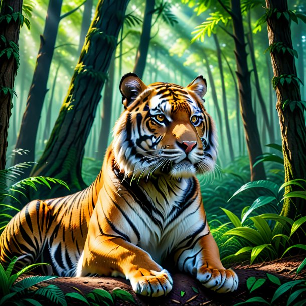 Photo of a waiting of a tiger in the forest