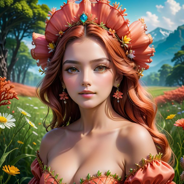 Portrait of a coral queen of the meadow